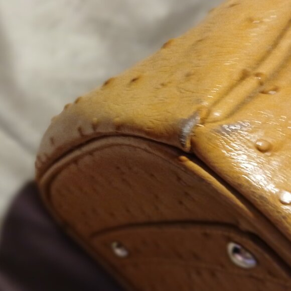 Stauer Women's Faux Ostrich Embossed Top Handle Purse Tan - Picture 10 of 15